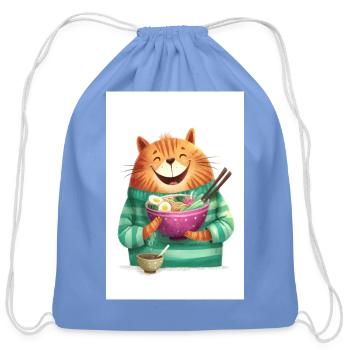 Happy Tiger Ramen Bowl - Cotton Drawstring Bag - carolina blue - Front