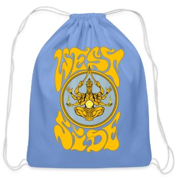 Weed Yogi in Golden Mandala - Cotton Drawstring Bag - carolina blue - Front