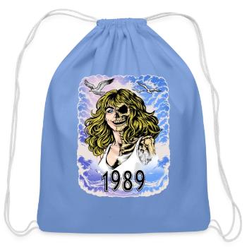 1989 Skull women Dual Portrait - Cotton Drawstring Bag - carolina blue - Front