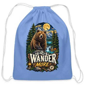 Wander More: Bear Wilderness Adventure - Cotton Drawstring Bag - carolina blue - Front