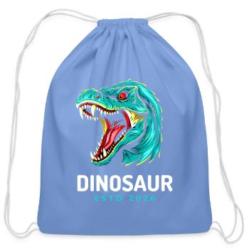 Neon Dino Roar 2026 - Cotton Drawstring Bag - carolina blue - Front