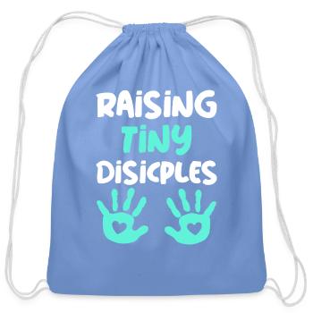 RAISING TINY DISCIPLES - Cotton Drawstring Bag - carolina blue - Front