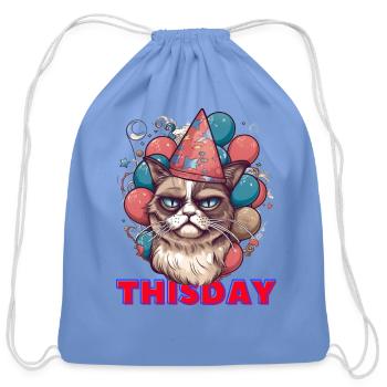 ThisDay Is Grumpy Cat Birthday - Cotton Drawstring Bag - carolina blue - Front