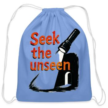 Seek The Unseen Grungy Urbex Flashlight Graphic - Cotton Drawstring Bag - carolina blue - Front