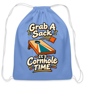 Cornhole Time Slogan Art - Cotton Drawstring Bag - carolina blue - Front
