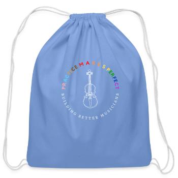 Circular logo in white - Cotton Drawstring Bag - carolina blue - Front