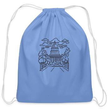 Capitol Building Washington DC USA Mono Line Art - Cotton Drawstring Bag - carolina blue - Front