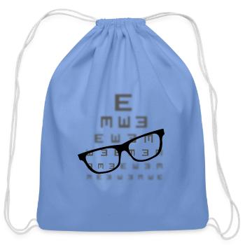 Vision screening with glasses - Cotton Drawstring Bag - carolina blue - Front