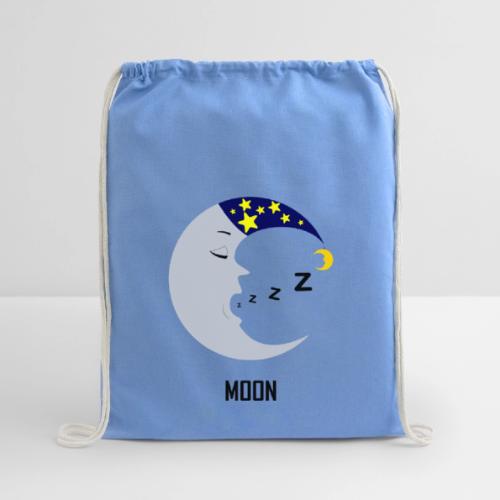 Sleepy Silvery Yawning Moon - Cotton Drawstring Bag
