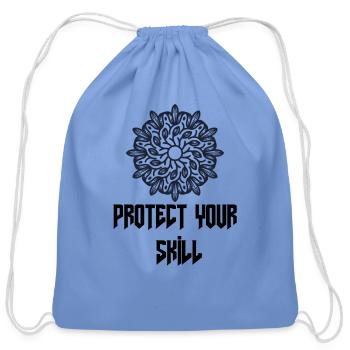 protect your skill - Cotton Drawstring Bag - carolina blue - Front