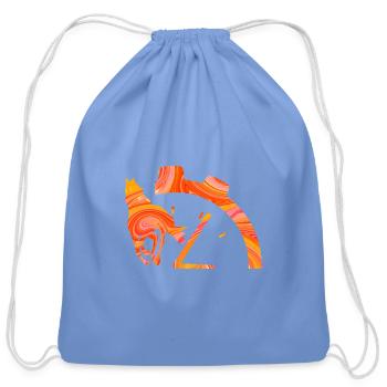Horse and Watch ZigZag Marble Burst - Cotton Drawstring Bag - carolina blue - Front