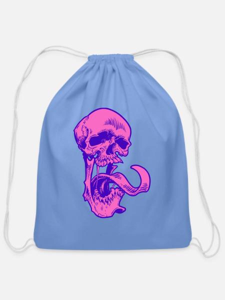Pink skull - Cotton Drawstring Bag - carolina blue