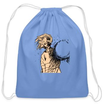 A surprised anime boy - Cotton Drawstring Bag - carolina blue - Front