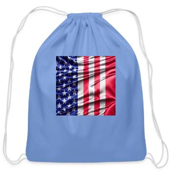 USA Flag - Cotton Drawstring Bag - carolina blue - Front