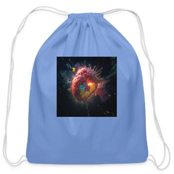 A heart exploding with radiation reimagined - Cotton Drawstring Bag - carolina blue - Front