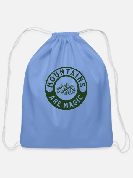 Mountains Are Magic - Cotton Drawstring Bag - carolina blue