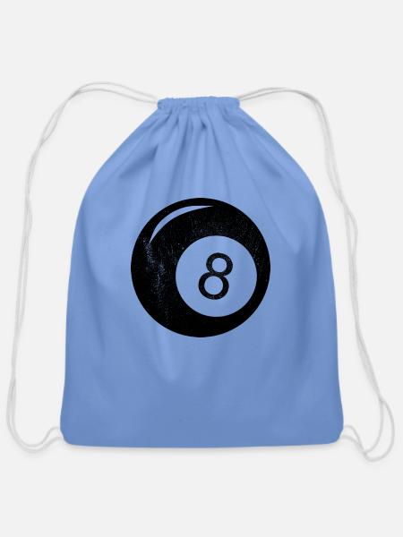Eight Ball Distrssed - Cotton Drawstring Bag - carolina blue