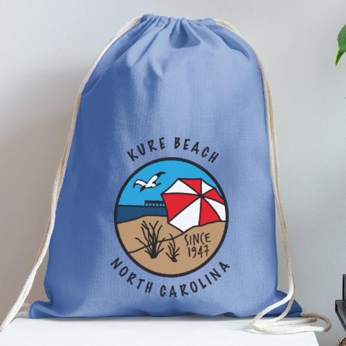 Kure Beach Day-Black Lettering-Front Only - Cotton Drawstring Bag