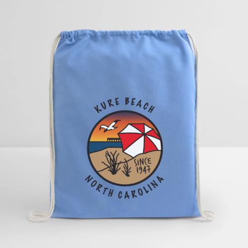 Kure Beach Sunrise-Black Lettering-Front Only - Cotton Drawstring Bag