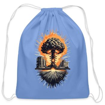 Urban Nuclear Mushroom Cloud - Cotton Drawstring Bag - carolina blue - Front