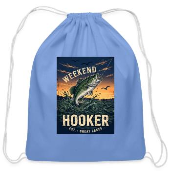 Weekend Hooker Angling Great Lakes - Cotton Drawstring Bag - carolina blue - Front