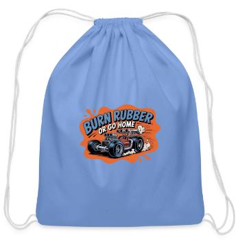 Burn Rubber Hot Rod - Cotton Drawstring Bag - carolina blue - Front