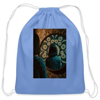 A girl looking at mirror psychedely - Cotton Drawstring Bag - carolina blue - Front