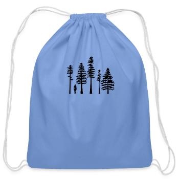 Pine Tree Hiking Black - Cotton Drawstring Bag - carolina blue - Front