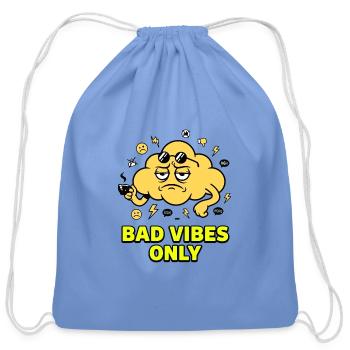 Bad Vibes Only Cloud Graphic - Cotton Drawstring Bag - carolina blue - Front