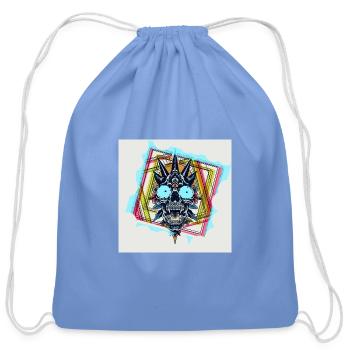 Neon Skull Geometric Bloom - Cotton Drawstring Bag - carolina blue - Front