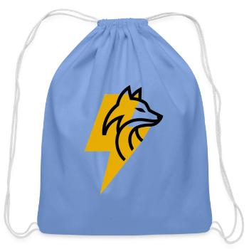Lightning Wolf Emblem - Cotton Drawstring Bag - carolina blue - Front