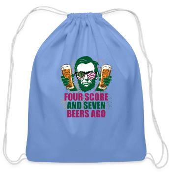 four score and seven beers ago - Cotton Drawstring Bag - carolina blue - Front