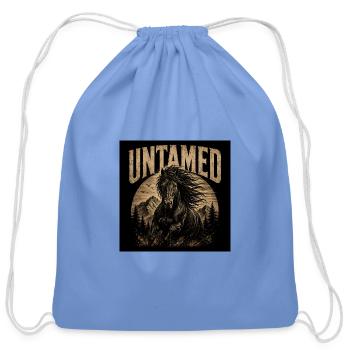 UNTAMED | Wild Horse Design - Cotton Drawstring Bag - carolina blue - Front
