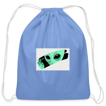 Mint Alien Wave Graphic - Cotton Drawstring Bag - carolina blue - Front