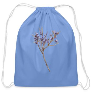Juniper Twig With Berries Watercolor - Cotton Drawstring Bag - carolina blue - Front