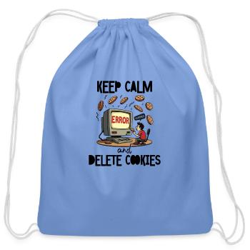 Retro Computer Error IT Delete Cookies Support - Cotton Drawstring Bag - carolina blue - Front