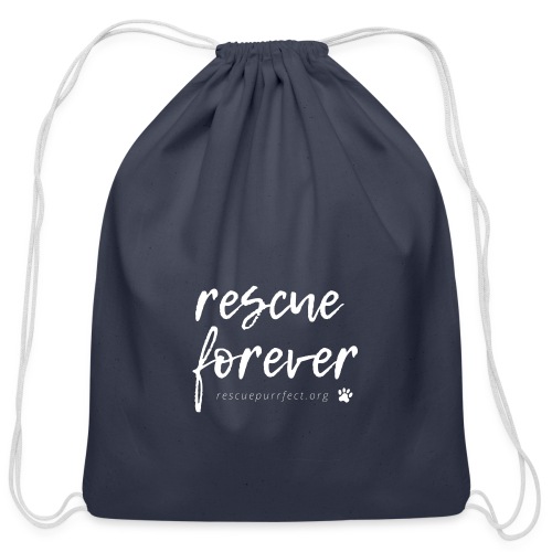 Rescue Forever Cursive Large White - Cotton Drawstring Bag