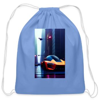 Futuristic car - Cotton Drawstring Bag - carolina blue - Front