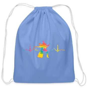 Latin Dancing Couple Heartbeat Dancer - Cotton Drawstring Bag - carolina blue - Front