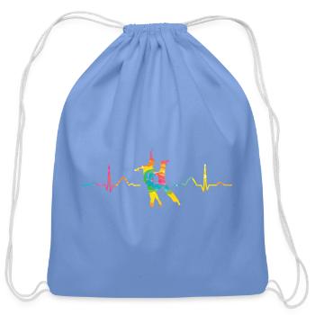 Latin Dancing Couple Heartbeat Dancer - Cotton Drawstring Bag - carolina blue - Front