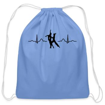 Latin Dancing Couple Heartbeat Dancer - Cotton Drawstring Bag - carolina blue - Front