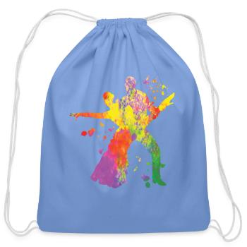 Latin Dancing Couple Watercolor Dancer - Cotton Drawstring Bag - carolina blue - Front
