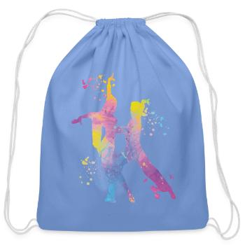 Latin Dancing Couple Watercolor Dancer - Cotton Drawstring Bag - carolina blue - Front