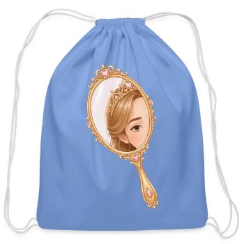 Princess hand mirror illustration - Cotton Drawstring Bag - carolina blue - Front