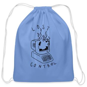 Lost Control: A Retro Computer Inspired Design - Cotton Drawstring Bag - carolina blue - Front