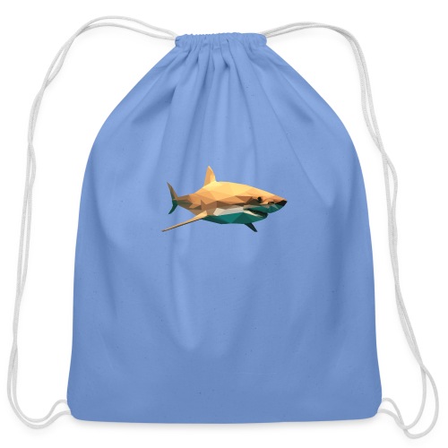 Great white polygon shark - Cotton Drawstring Bag
