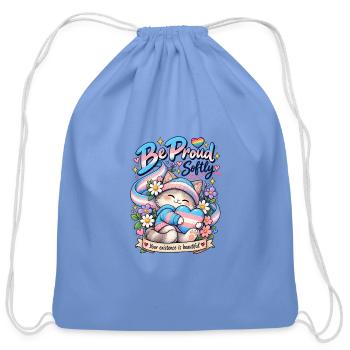 Sois fier doucement Chat Fierté Cœur - Sac à cordon en coton - bleu caroline - Devant