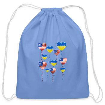 US Solidarity and a heart for Ukraine - Cotton Drawstring Bag - carolina blue - Front