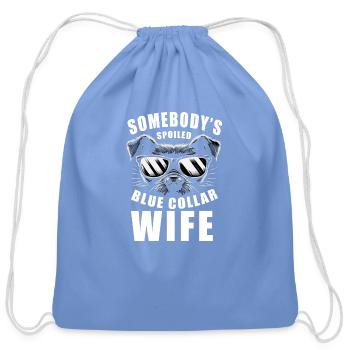 Somebody's Spoiled Blue Collar Wife Trendy Aesthet - Cotton Drawstring Bag - carolina blue - Front