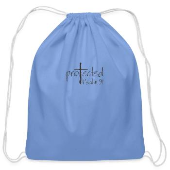 Christian Design Protected Psalm 91 - Cotton Drawstring Bag - carolina blue - Front